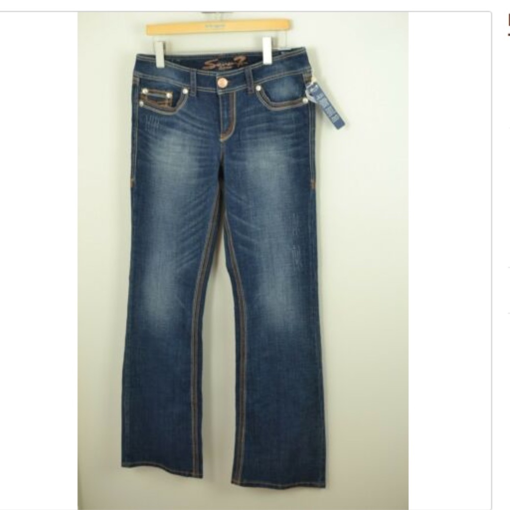 NWT Seven7 Bootcut Leg Blue Distressed Jean 13